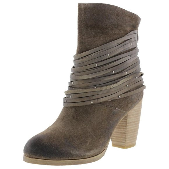 Antelope BANGLES New Suede Leather Stud Fringe Back Zip Ankle Boots Women 9.5-10 - Picture 7 of 17